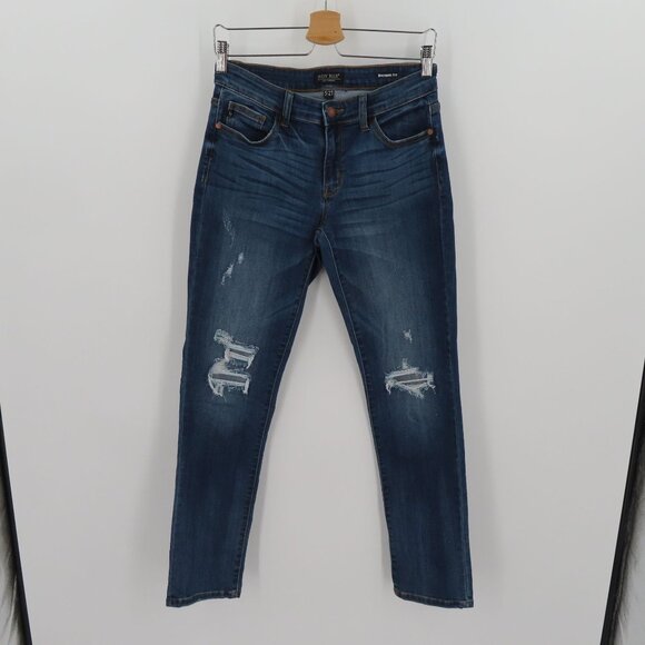 Judy Blue Womens 5/27 Boyfriend Fit Whiskered Blue Wash Denim Jeans Distressed - Picture 12 of 13